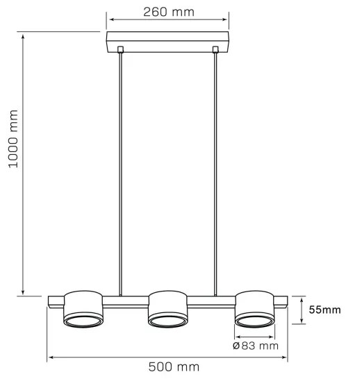 LED Csillár zsinóron MIRELLA 3xGX53/6W/230V arany/fekete