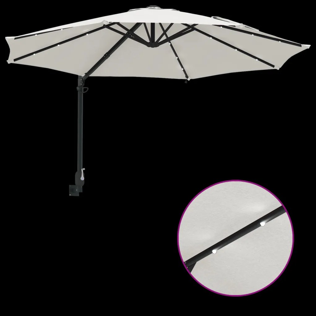Falra Szerelhető Kert Napernyő LED-ekkel Bézs 248 cm