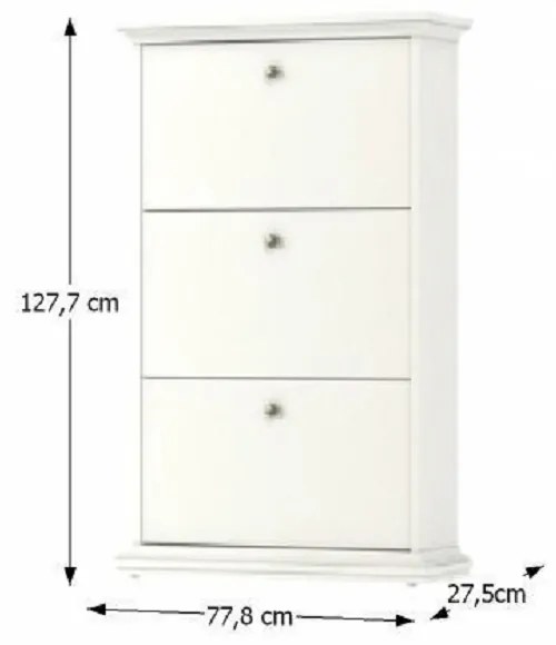 Cipősszekrény, DTD fóliázott/MDF festett, fehér, PARIS