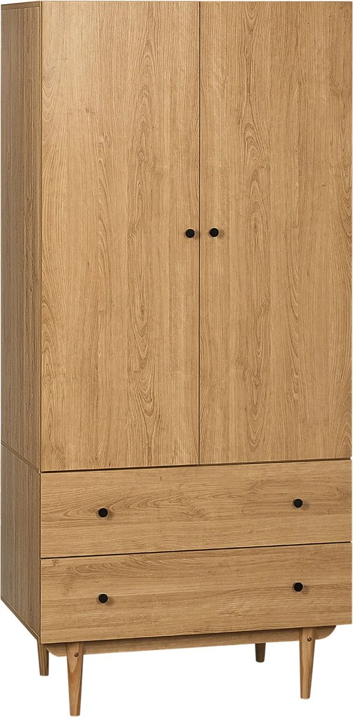 HOMCOM Felnőtt Hálószobai Ruhásszekrény 2 Ajtóval, 2 Fiókkal - 80 x 52 x 180 cm - Fa Befejezés | Aosom
