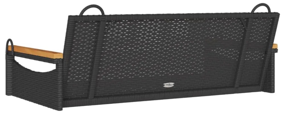 fekete polyrattan hintapad 109 x 62 x 40 cm