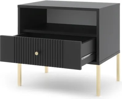 Éjjeliszekrény fekete színben arany fogantyúkkal – ISEO IS06
