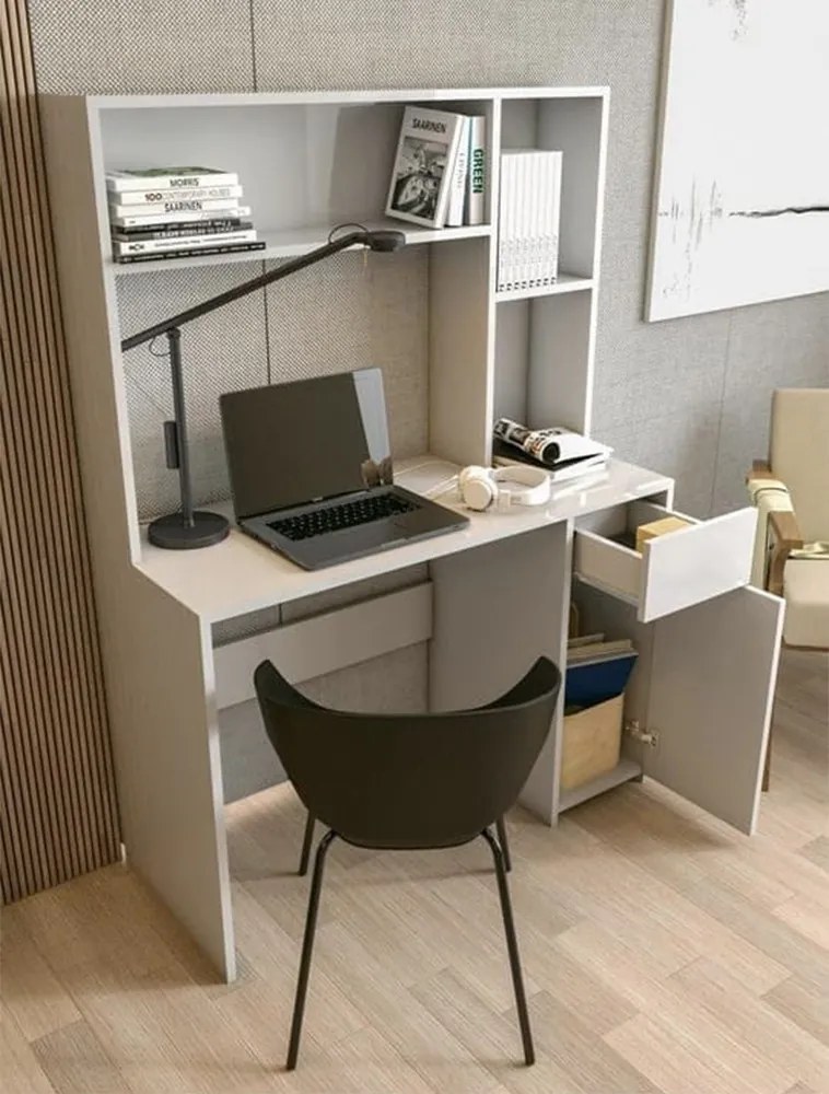 Polcos íróasztal tárolóval 110x50x151cm fehér FUR1236-1