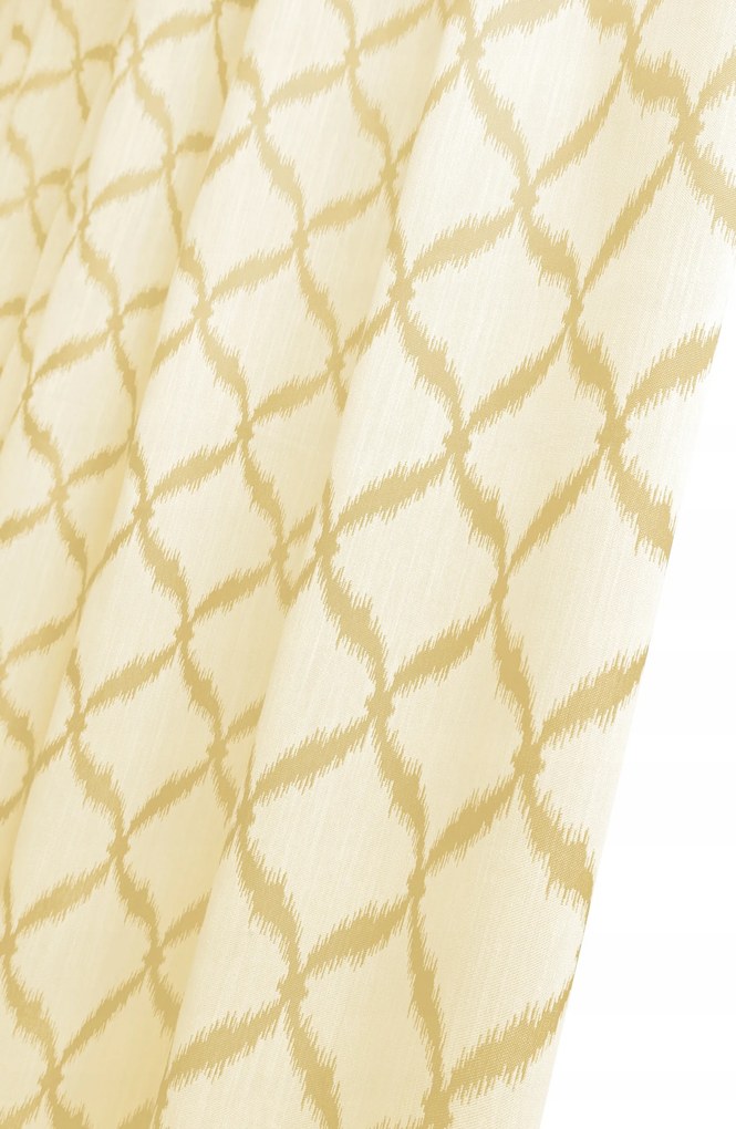 Dekoratív függöny anyag rombusz mintával, 300 cm magas, ekrü színű