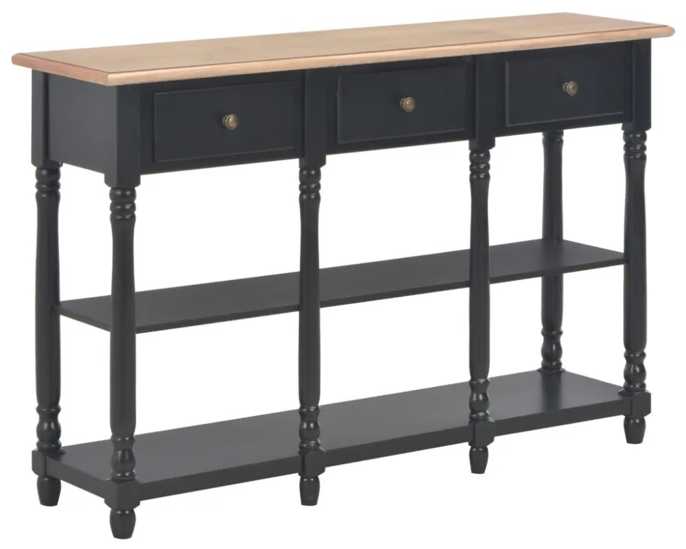 fekete szerelt fa tálalóasztal 110 x 30 x 76 cm