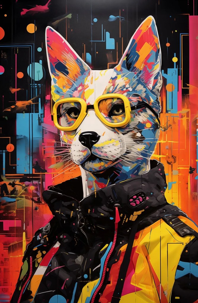 Poszter 56,6x86,4cm Macska városi stílusban