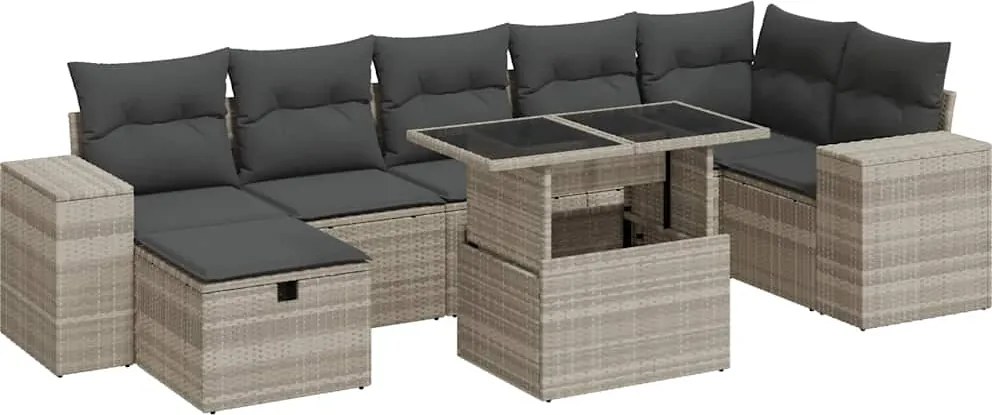 vidaXL 5 részes világosszürke polyrattan kerti ülőgarnitúra párnákkal