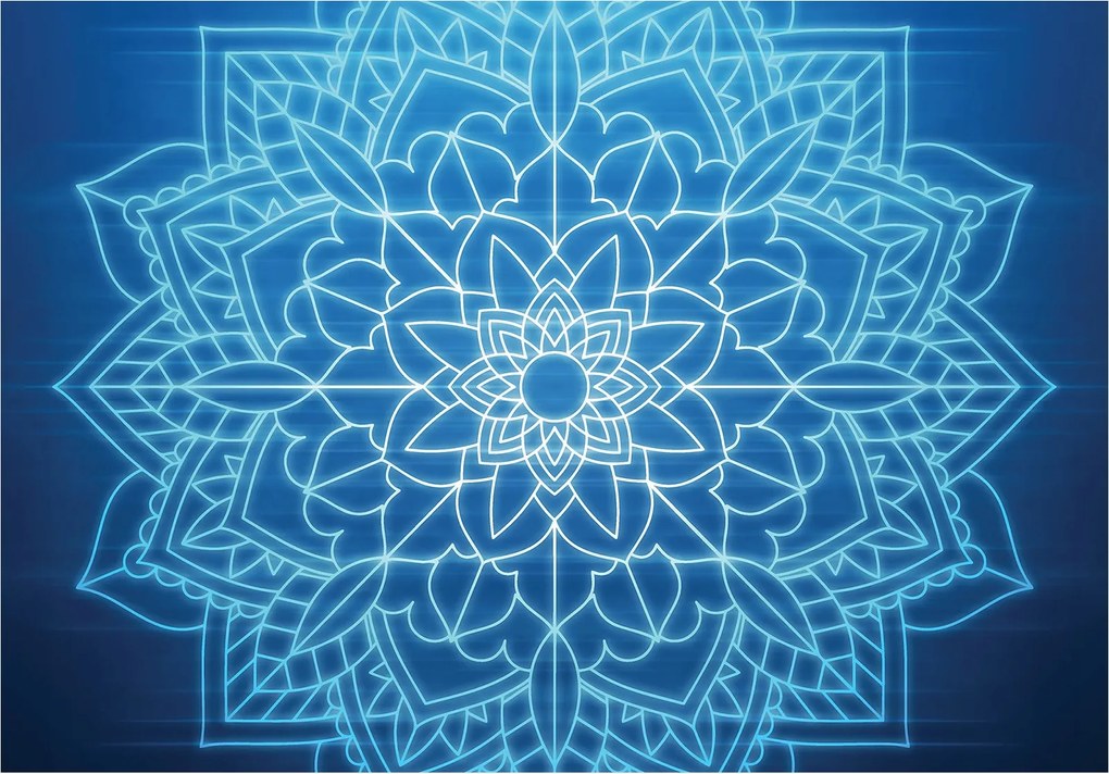 Fotótapéta Mandala szimmetrikus sötétkék-fehér harmónia 200x140 +ragasztó