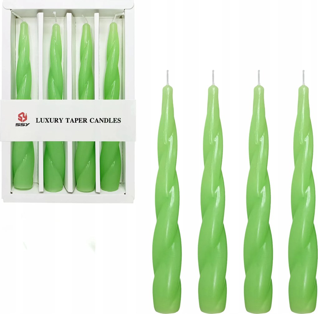 Spirál Gyertyák Illatmentes Dekorációs Zöld 19 cm 4 db