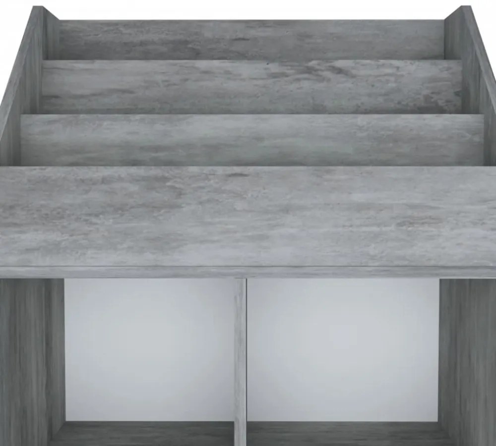 betonszürke szerelt fa gyerek újságtartó 71 x 30 x 114 cm