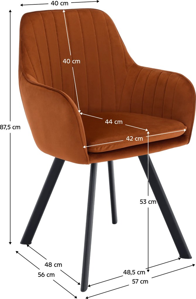 Design fotel, terrakotta Velvet szövet, AURIL