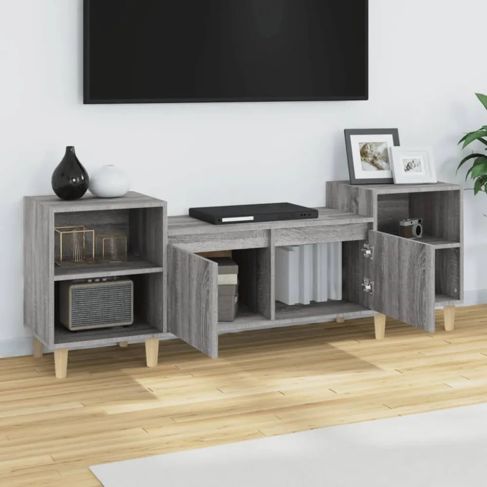 szürke sonoma színű szerelt fa TV-szekrény 160x35x55 cm