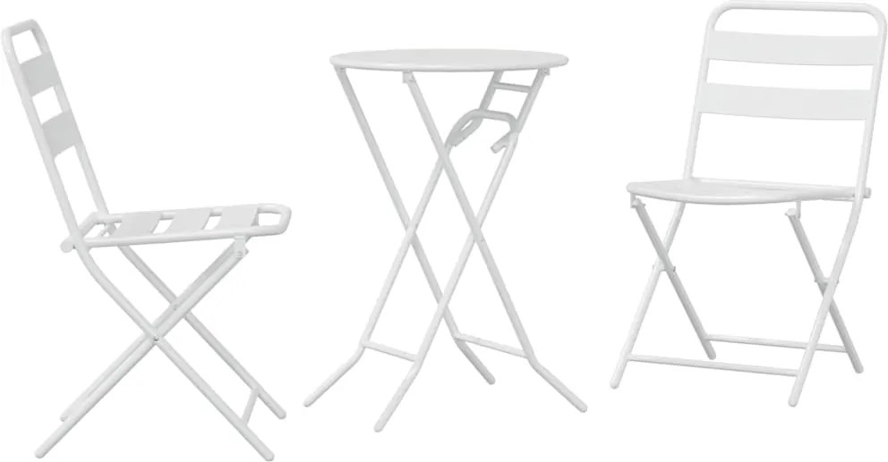 vidaXL Kert Bistro Készlet 3 pcs Fehér Acél