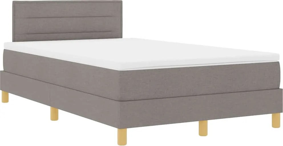 vidaXL LED Box Spring Ágy matracmal Tópszínű 120 x 190 cm szövet