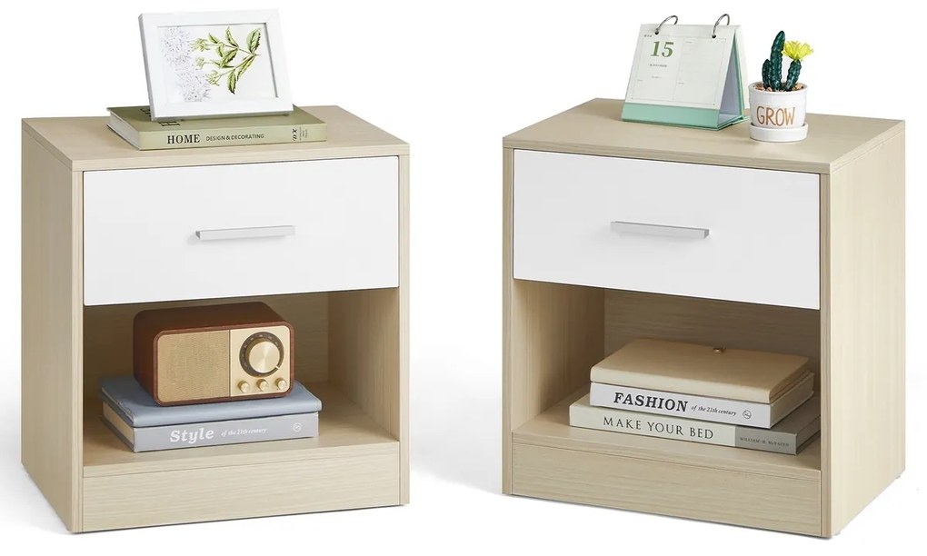 E1081 éjjeliszekrény szett, tölgyfa, 2 db