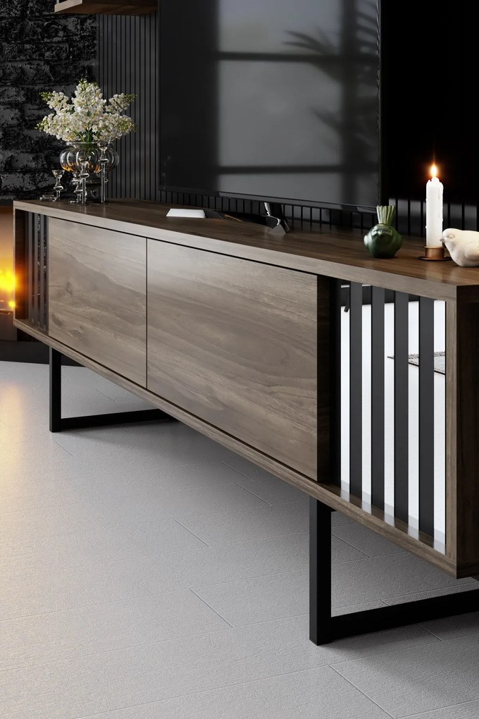 TV szekrény Chrome Line - Walnut, Black