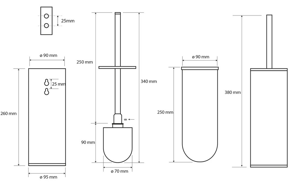 SAPHO XS300 X-Steel X-Steel függö/álló WC-kefe fekete, csiszolt rozsdamentes acélból