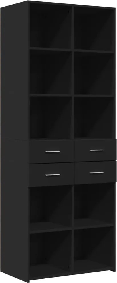 vidaXL fekete szerelt fa magasszekrény 70 x 42,5 x 185 cm
