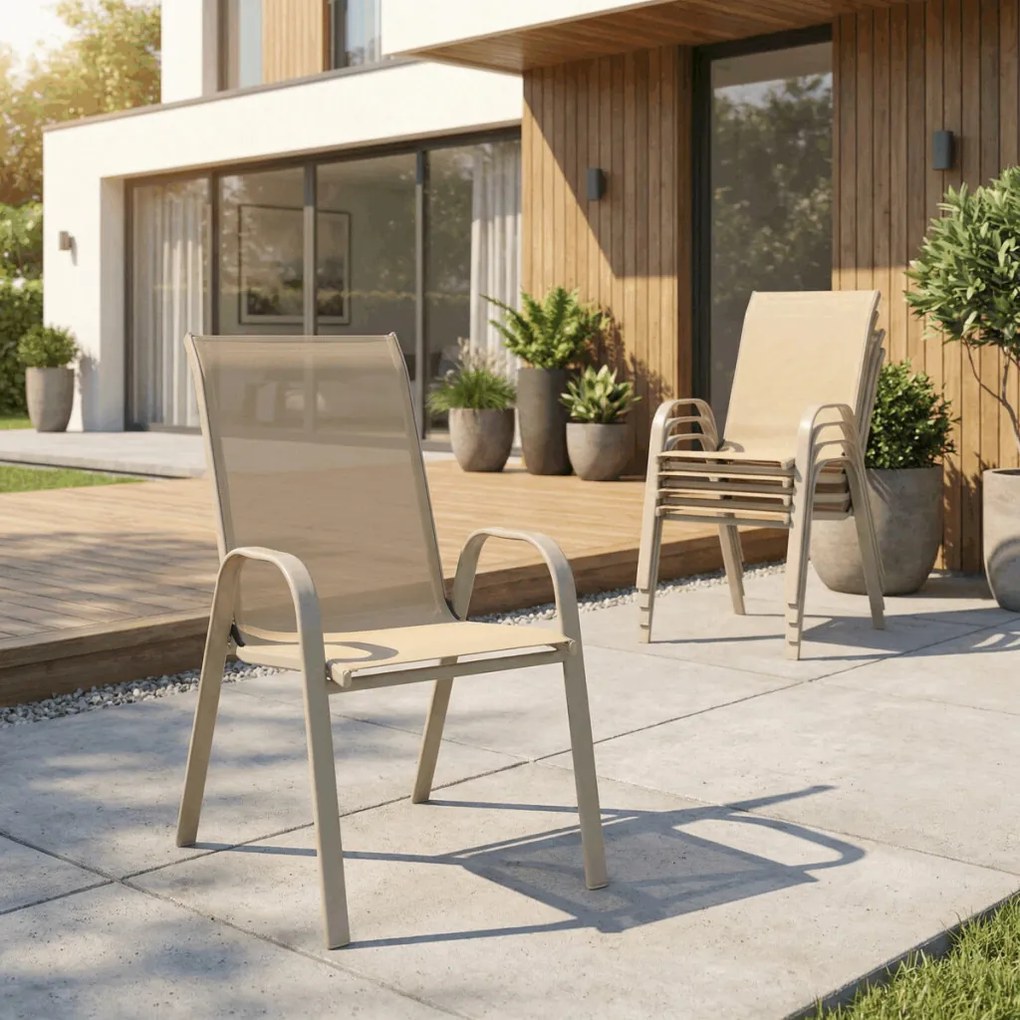 Kerti szék, fém, hálós kivitel, krém, AZC-C1000 CRM