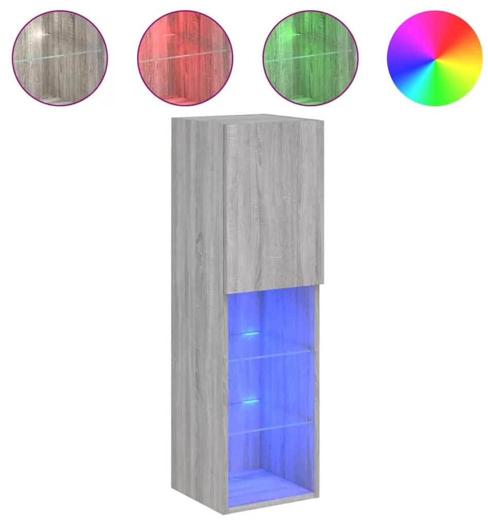 szürke sonoma színű TV-szekrény LED-lámpákkal 30,5x30x102 cm