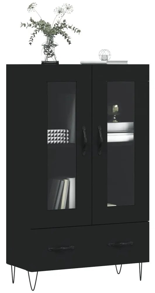 fekete szerelt fa magasszekrény 69,5 x 31 x 115 cm