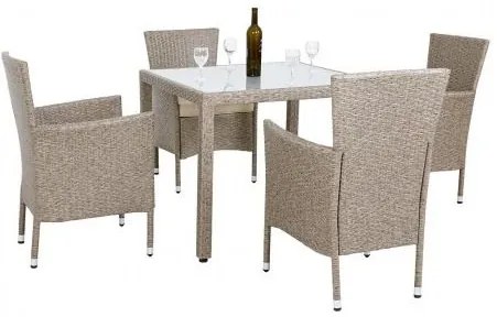 Casaria® Kerti rattan szett Berlin 1+6 - szürke/bézs