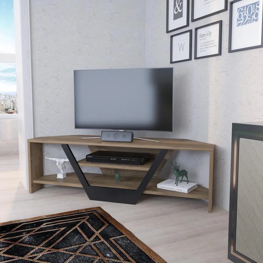 TV szekrény Sares - Walnut, Black