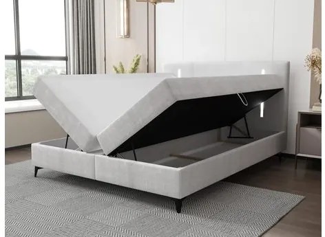 Franciaágy 180 cm Hebara 2 (sötétszürke) (ágyráccsal és matraccal) (tárolóhellyel) (LED világítással). 1104353
