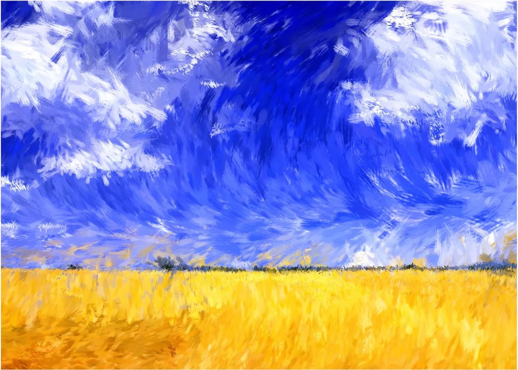 Kép - olajfestmény, arany mező (70x50 cm)