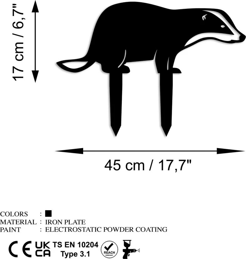 Badger fém kerti dísztárgy, 32×45 cm – TR565TNL1274