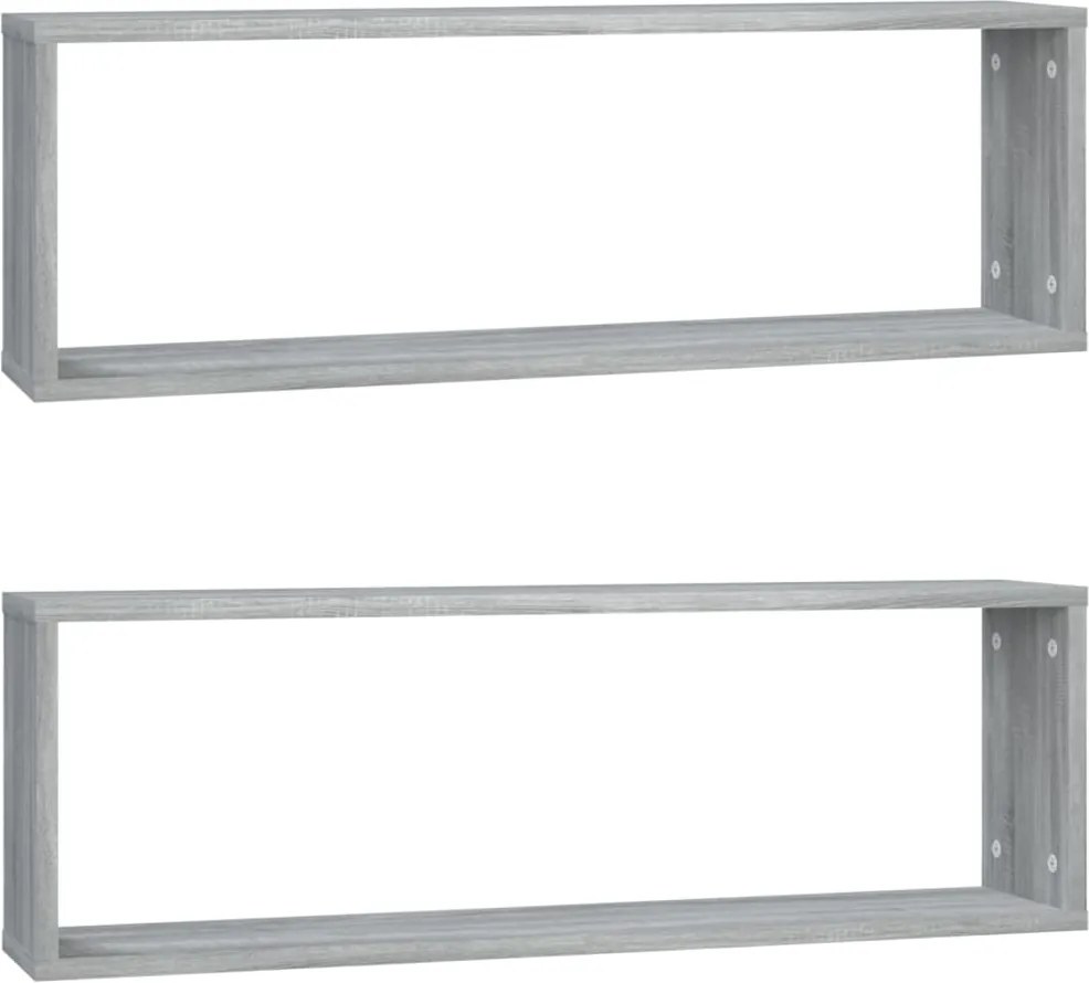 vidaXL 2 db szürke sonoma színű szerelt fa fali kockapolc 80x15x26,5cm