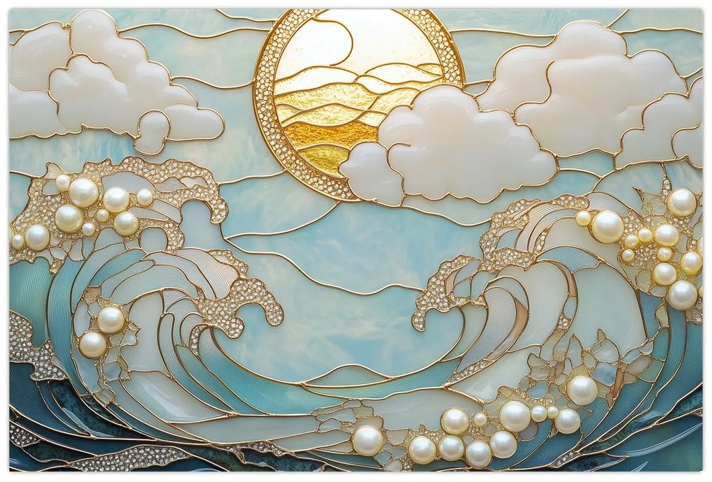 Kép - 3D gyöngyök az óceánban (90x60 cm)