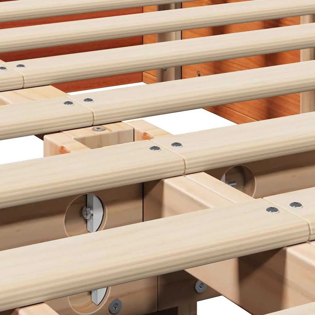 Ágykeret tárolóval Viaszbarna 120 x 200 cm Tömör fa