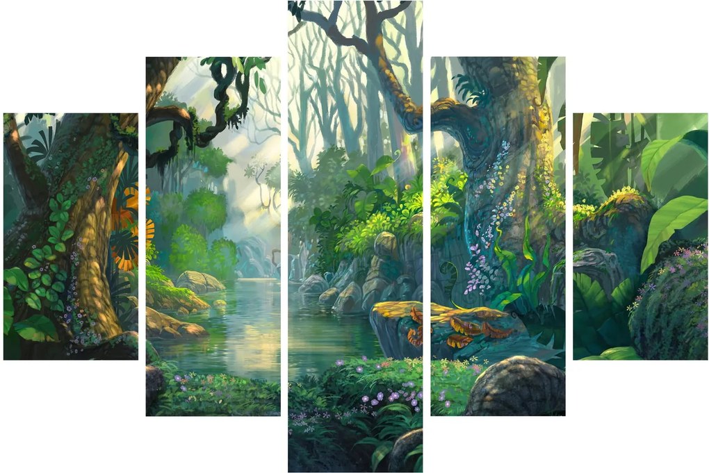 Kép - Egy trópusi erdő illusztrációja (150x105 cm)