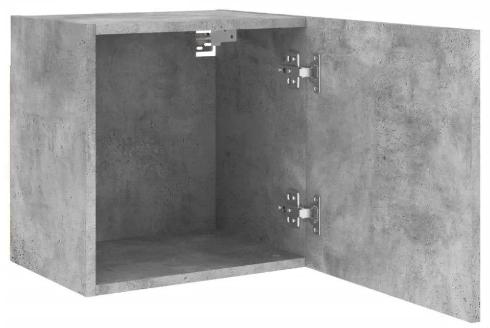 2 db betonszürke szerelt fa fali TV-szekrény 40,5 x 30 x 40 cm