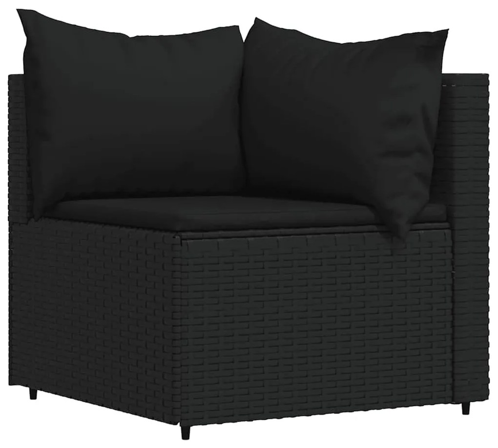 4 részes fekete polyrattan kerti ülőgarnitúra párnákkal