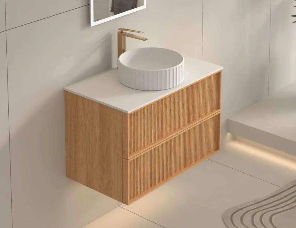 AREZZO design SAVONA 80 cm-es Fürdőszoba alsószekrény 2 fiók, tölgy