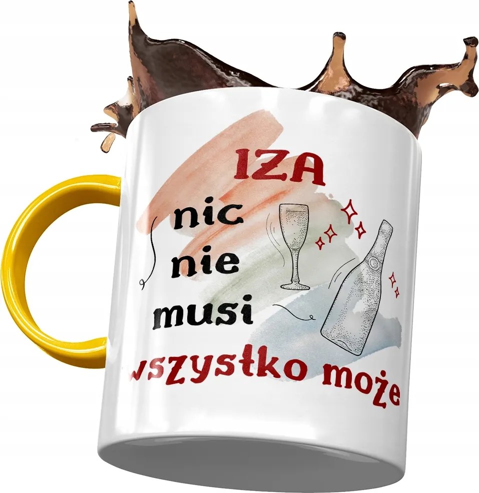 Sárga Bögre Izabella Feleség Barátnő Ajándék Nyomtatott Fotóval