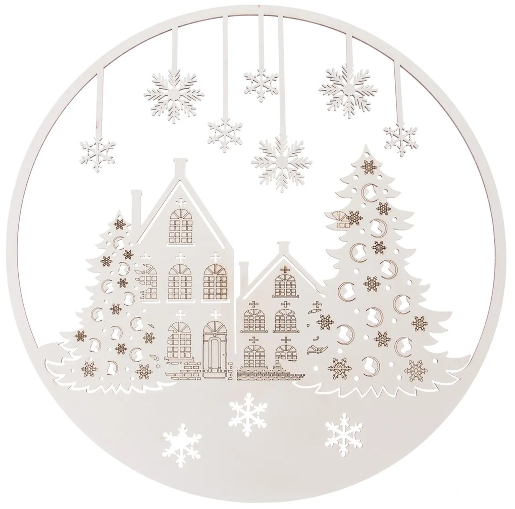 Fa karácsonyi dekoráció falra Hópelyhek, 37 cm