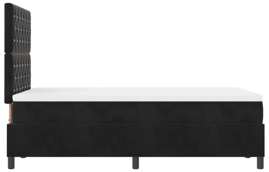 Box Spring Ágy Mattal és LED Fekete 120x190 cm Bársony
