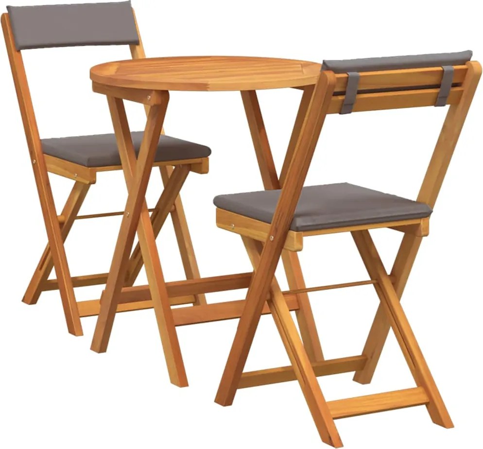 vidaXL Kert étkező szett párnával 3 pcs Olaj Természetes Tömör Akácfa
