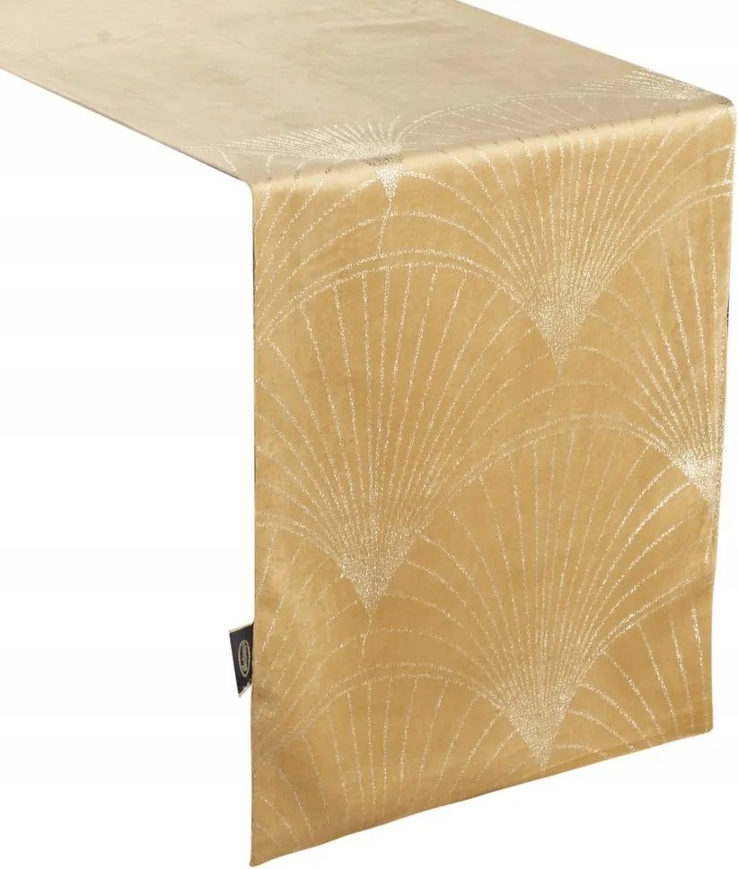 BLINK-14 dekoratív futó/asztali dísz 35x180 Eurofirany mézes színű, legyező mintás