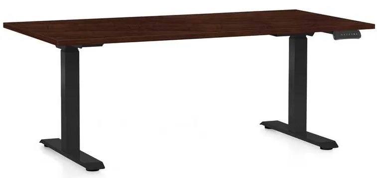 OfficeTech C állítható magasságú asztal, 160 x 80 cm, fekete alap, wenge