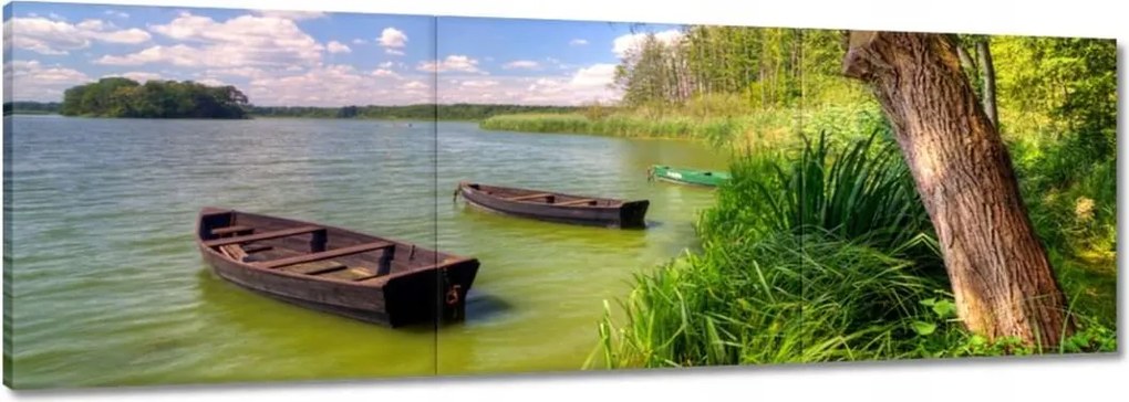Vászonkép 150x50 Horgászcsónakok Tó