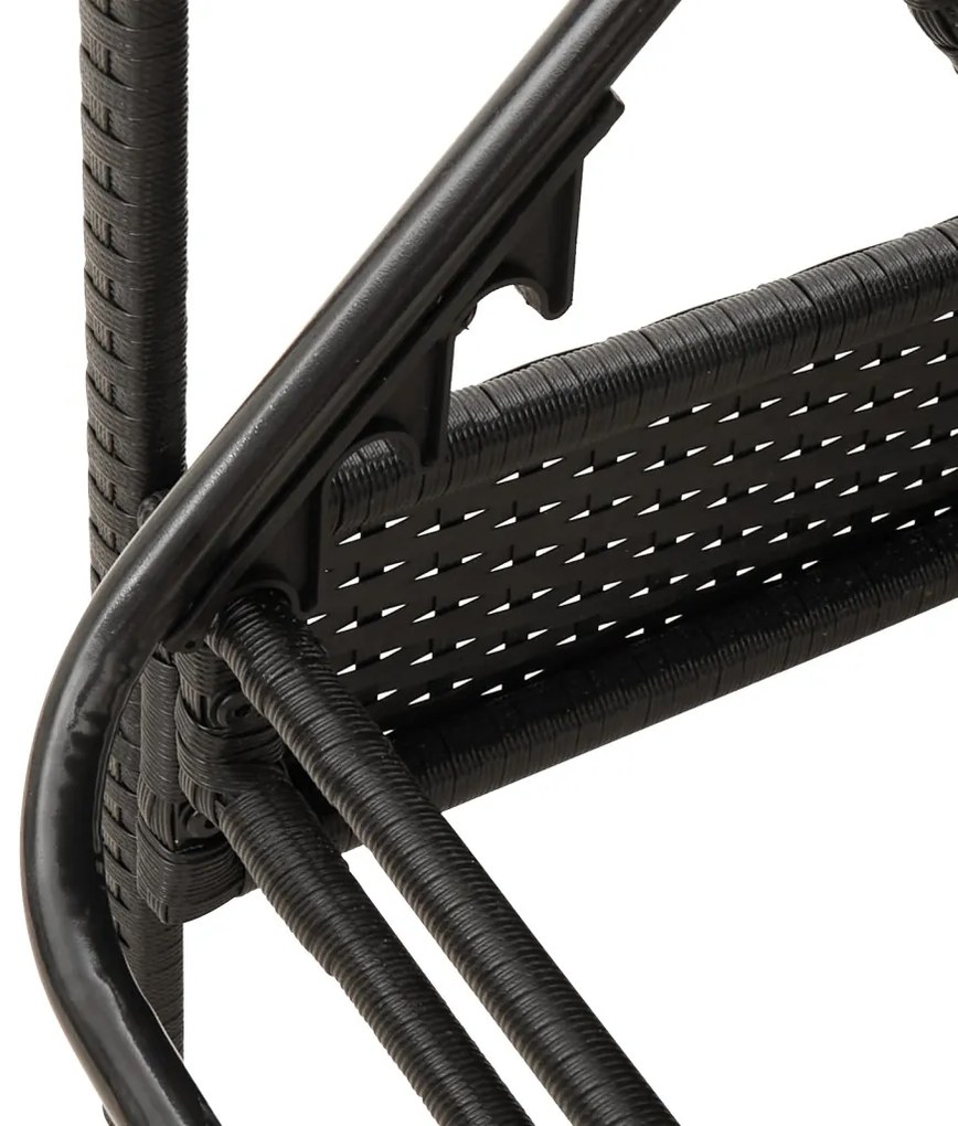Napozóágy Párnával Fekete 63x200x81 cm Poli Rattan