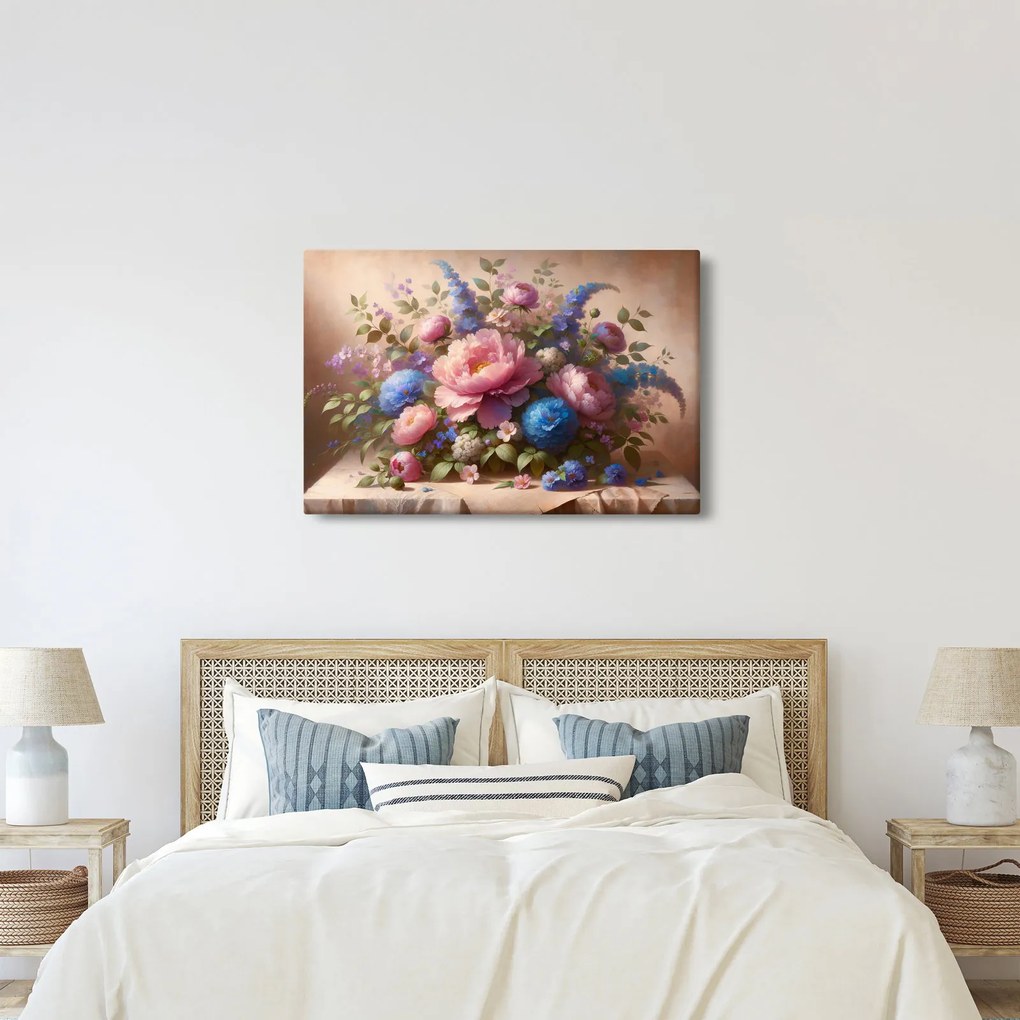 Kép - Asztal tele virágokkal (90x60 cm)