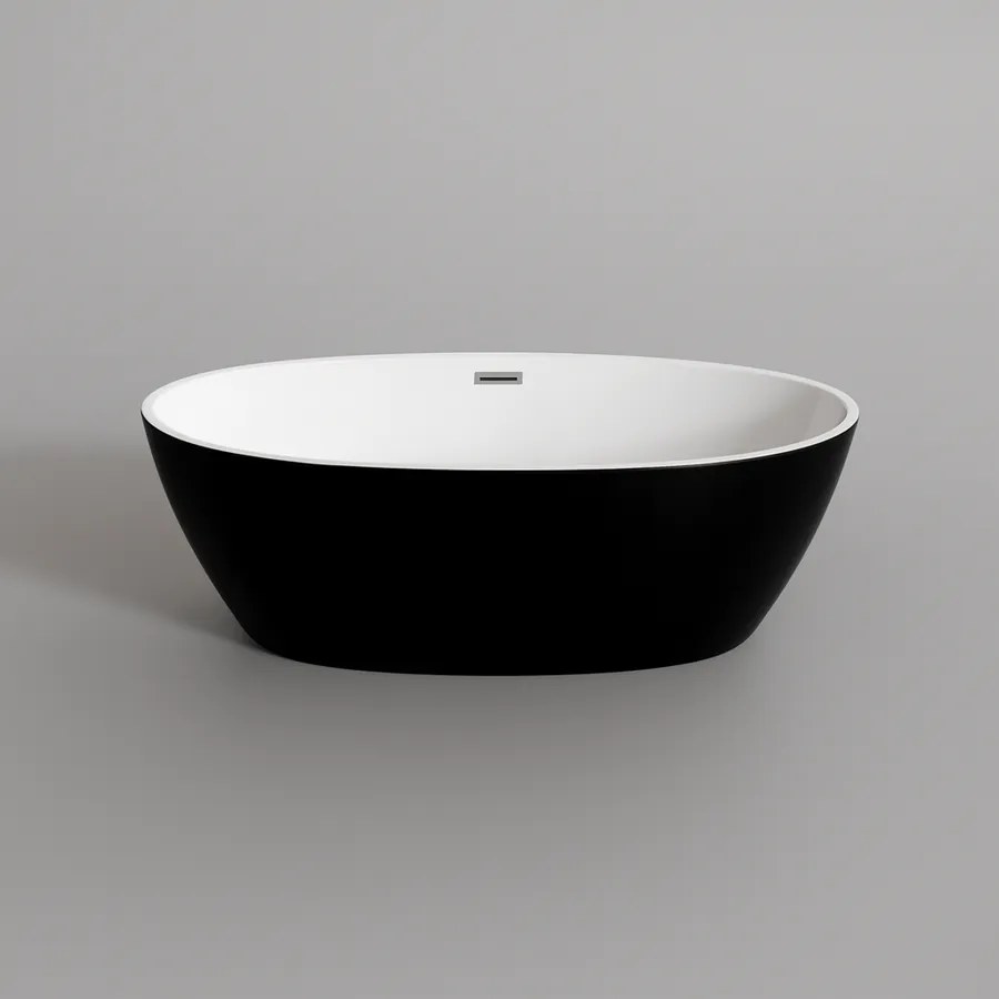 OVAL szabadon álló fürdőkád, fekete-fehér, 170x80x58 cm
