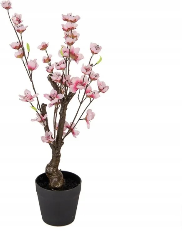 Mesterséges növény kis rózsaszín cseresznyevirág cserépben 48 cm