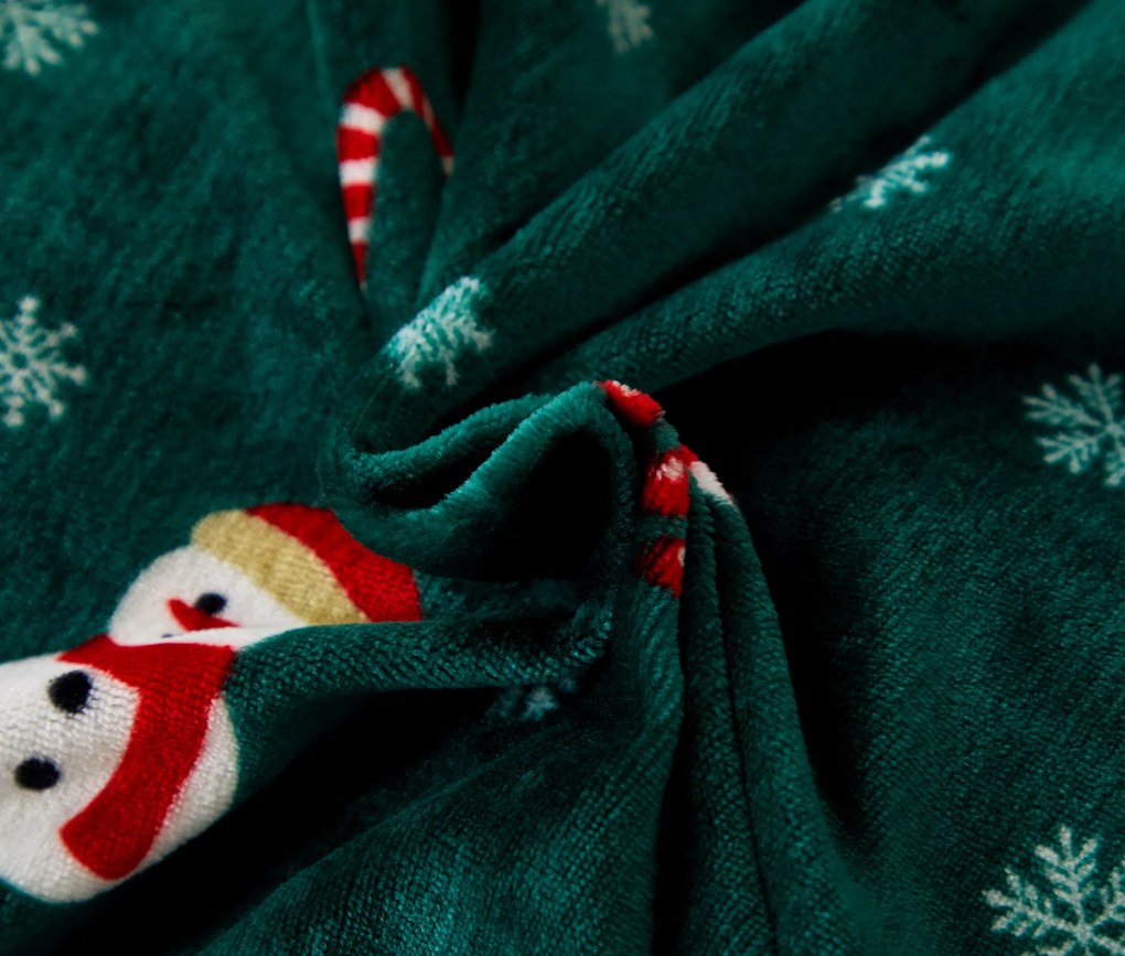 SNOWMAN AND GINGERBREAD zöld mikroplüss ágyneműhuzat Ágyneműhuzat mérete: 70 x 90 cm | 140 x 220 cm