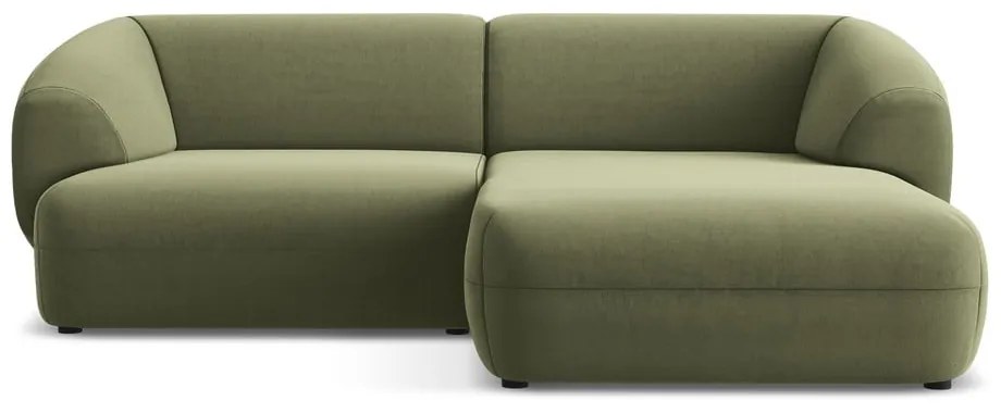 Zöld bársony sarokkanapé (jobb oldali) Moana – Makamii